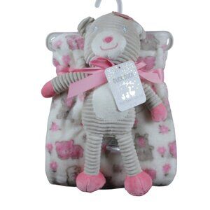 Duck Duck Goose Teddy Bear Blanket Plush Toy Set Baby Girls Flower Fleece NWT